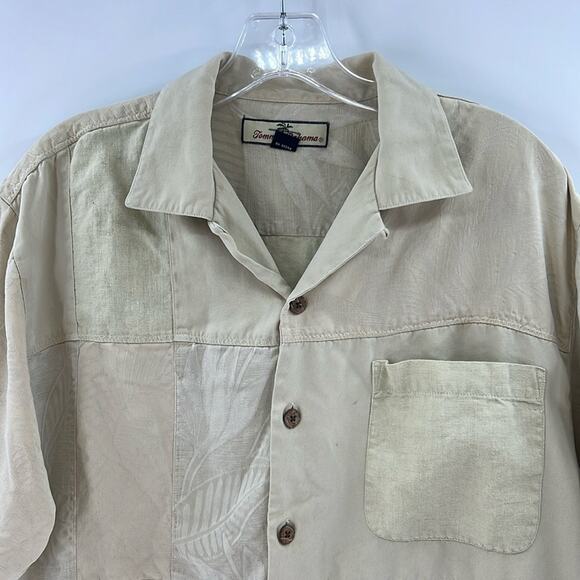 Tommy Bahama Men's Silk Linen SS Button Front Shirt - Yellow - Small - Picture 2 of 6